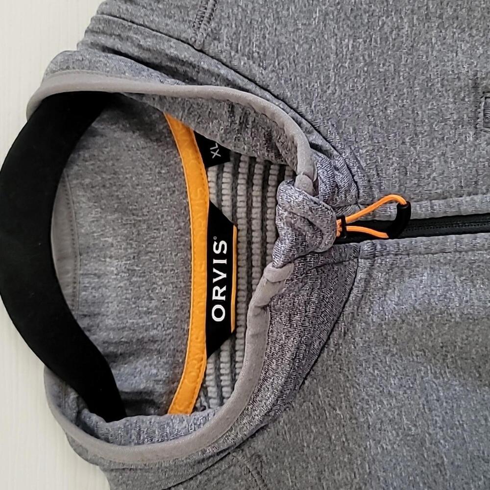 XL Like-new Orvis Gray Men's Zip Athletic Long Sleeve Shirt Fleece Lined - Picture 5 of 9